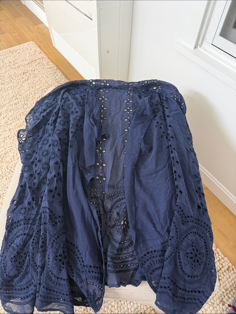J. Crew Navy Eyelet Open Front Swim Coverup